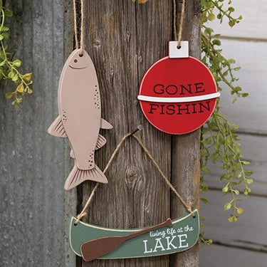 3 Set Lake Fishing Wooden Ornaments - The Fox Decor